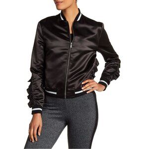 RACHEL Rachel Roy, Ruffled Bomber Jacket, Black, Size L, NWT